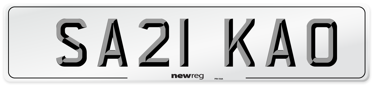 SA21 KAO Number Plate from New Reg